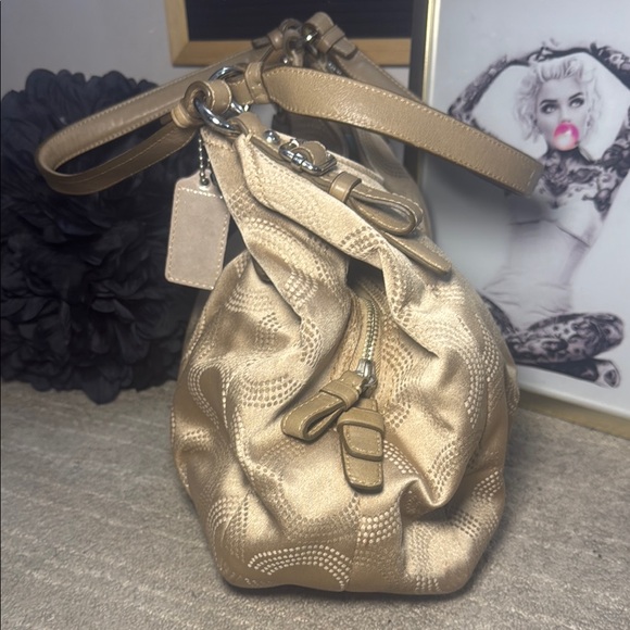 Coach Tan Hobo Shoulder Bag with Textured Fabric - Picture 8 of 12